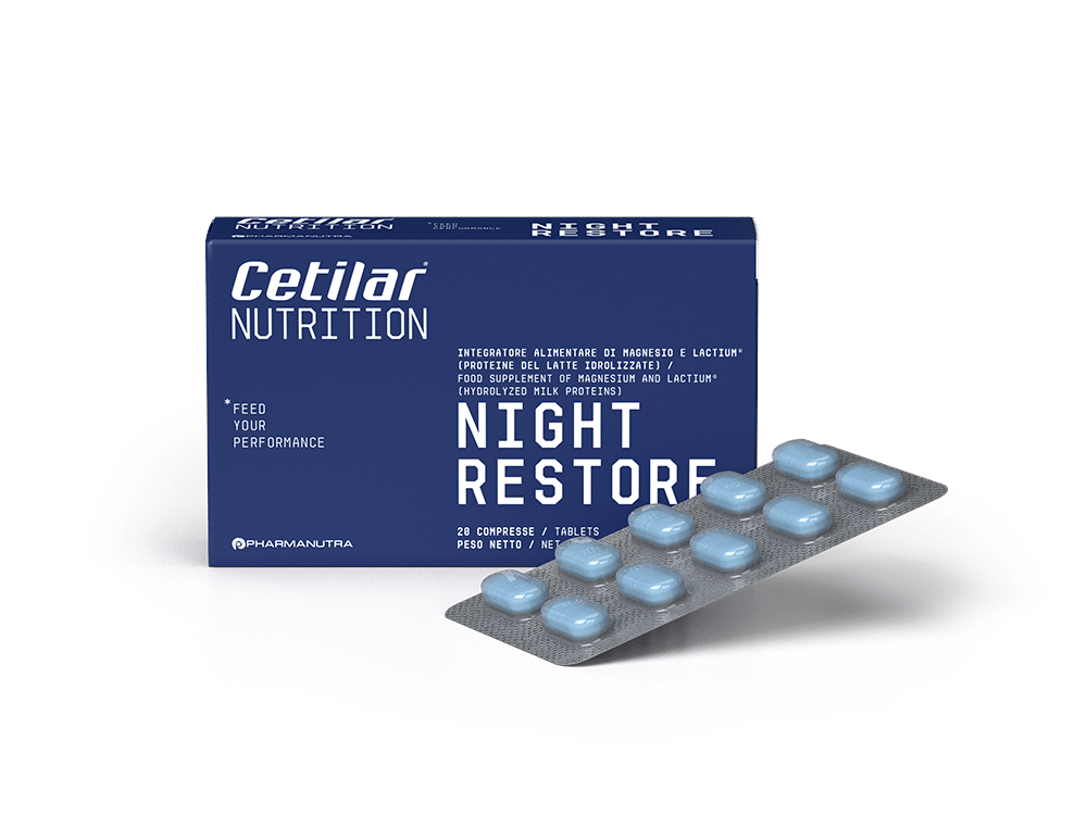 Night Restore with Lactium is the ideal supplement whenever training, adrenaline, stress, physical and mental tiredness stop you sleeping at night.